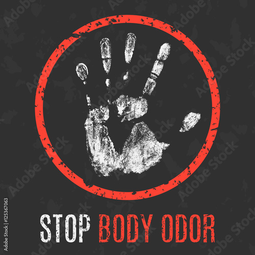 Vector illustration. Human diseases. Stop body odor.