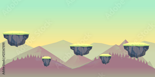 seamless nature landscape for game, Vector illustration with separate layers © 2dvill