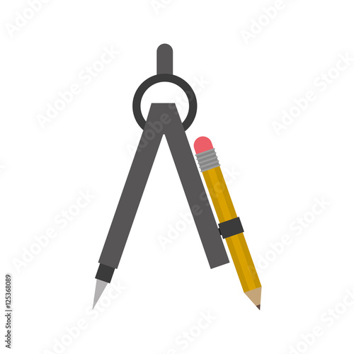 Drawing compass with pencil set vector illustration