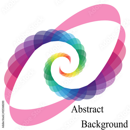 Colorful Transparent Spirals Converging to the Center. Elliptical Design Element. Vector Illustration.