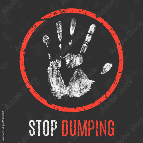 Vector illustration. Stop dumping sign.