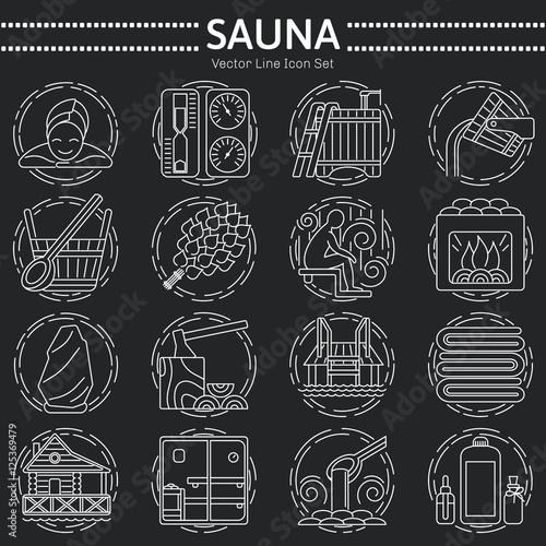 Set of Sauna Line Icon