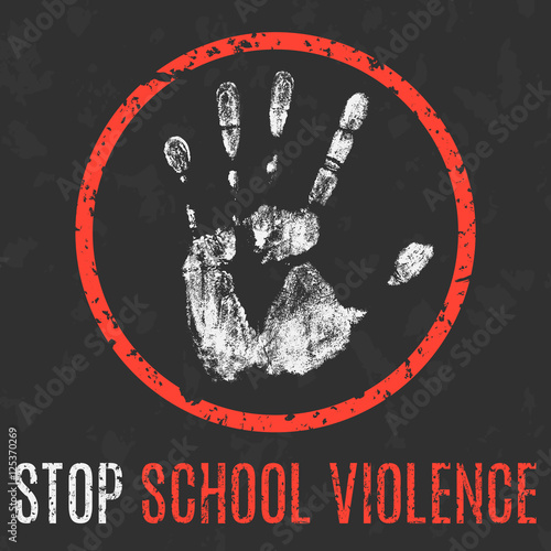 Vector. Social problems of humanity. Stop school violence.