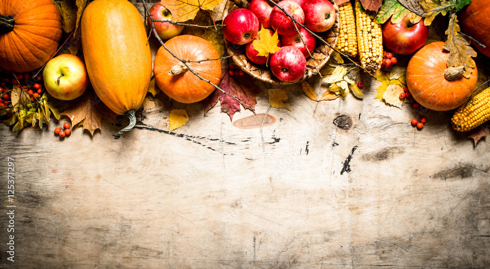 Autumn fruits and vegetables. Autumn fruits and vegetables.