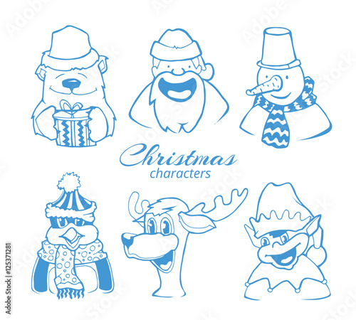 Vector Illustration set of six christmas holidays characters.