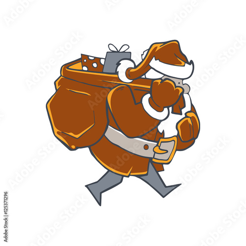 Vector Illustration of Santa Claus carrying sack full  gifts