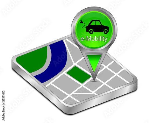 Map pointer with e-Mobility - 3D illustration