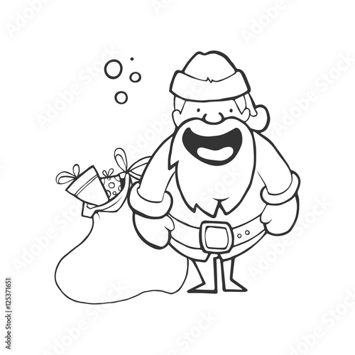 Vector Illustration of Santa Claus carrying sack full gifts