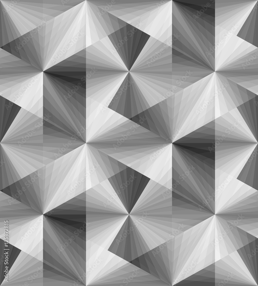 Vector Illustration. Seamless Polygonal Monochrome Transparent Pattern.  Optical Illusion of Volume and Depth. Geometric Abstract Background.  Suitable for textile, fabric, packaging and web design. Stock-Vektorgrafik  | Adobe Stock