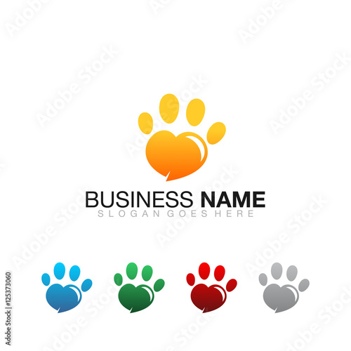 Paws Love Colorful - Vector Logo Icon