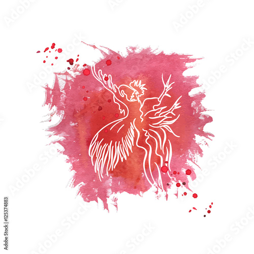 Silhouette of a rooster .  Cock sketch, hand drawing. Symbol of New Year 2017. Vector design.