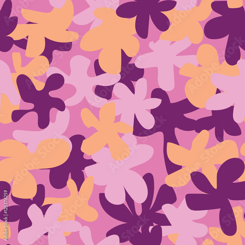 Lady camouflage vector seamless floral pattern background