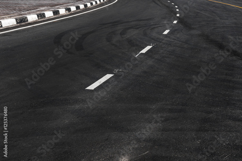 line in the asphalt road ,Copy space of road line texture abstract background