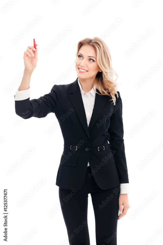 businesswoman writing or drawing something on screen businesswoman writing or drawing something on screen