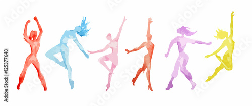 Photo Watercolor dance set on white background