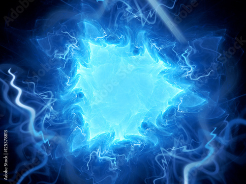 Papier peint Blue glowing triangle plasma field in space