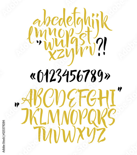 Vector alphabet. Hand drown letters. Duo brush rush fonts