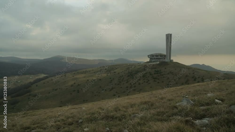 Storm clouds over the derelict concrete ruin of the Buzludzha communist monument on Mount Hadji Dimitar, Stara Planina, Bulgaria Storm clouds over the derelict concrete ruin of the Buzludzha communist monument on Mount Hadji Dimitar, Stara Planina, Bulgaria