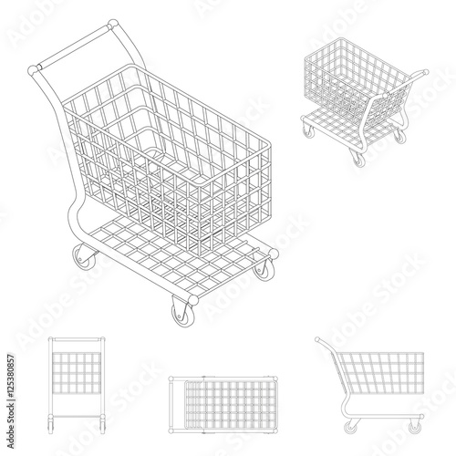 Shopping cart set.Isolated ...