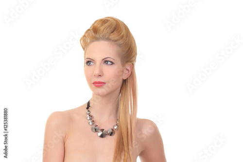 beautiful blond woman with styled hair