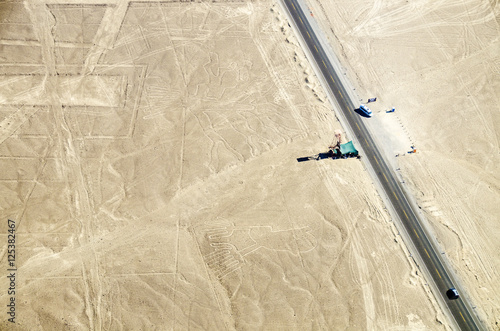 Peru, Nazca, Aerial view of geoglyphs of Nazca and Palpa, UNESCO World Heritage