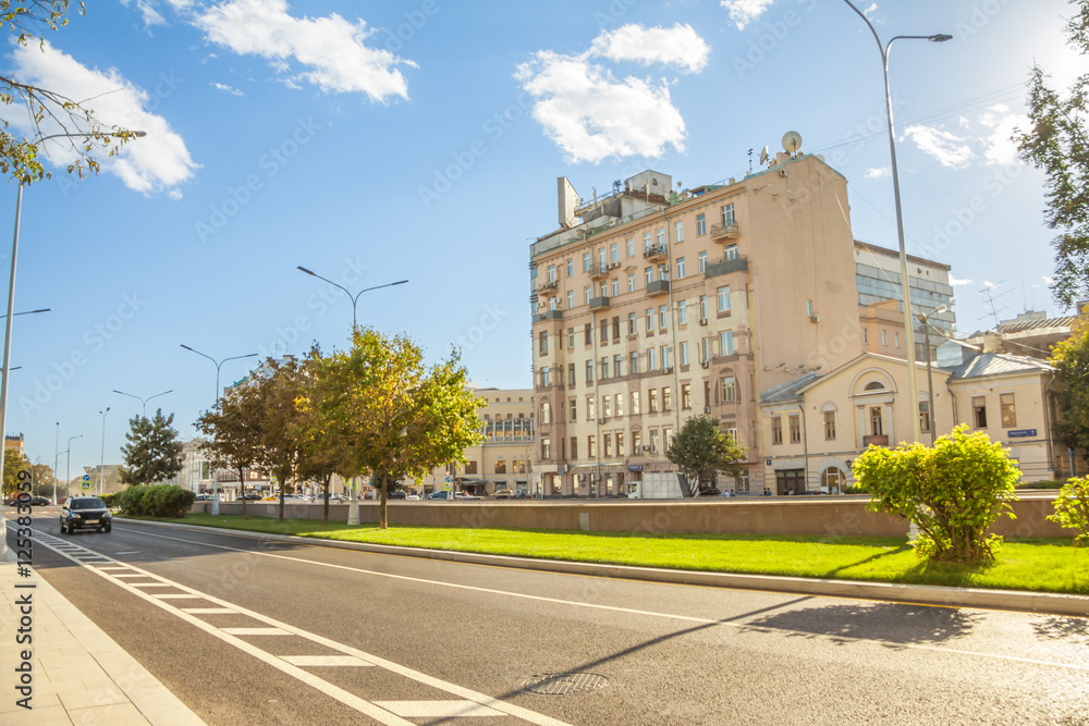 Nikitsky boulevard in the summer, the center of Moscow, cityscape