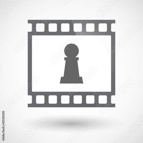 Isolated 35mm film frame slide photogram with a  pawn chess figu