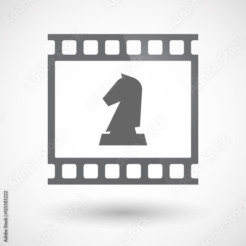 Isolated 35mm film frame slide photogram with a  knight   chess