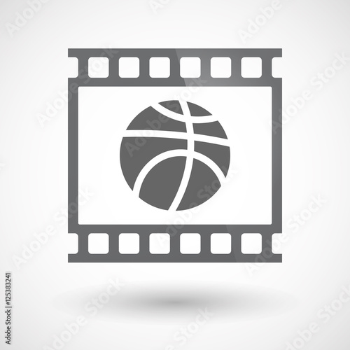 Isolated 35mm film frame slide photogram with  a basketball ball