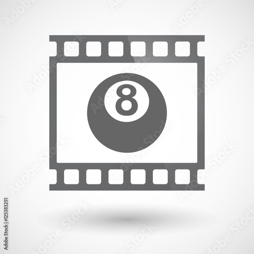 Isolated 35mm film frame slide photogram with  a pool ball