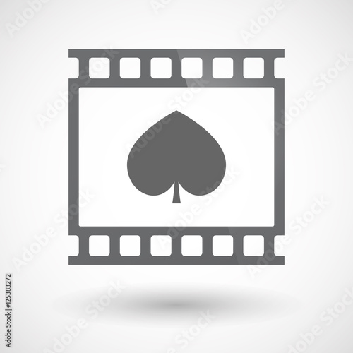 Isolated 35mm film frame slide photogram with  the  spade  poker