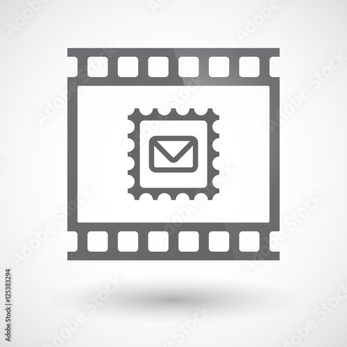 Isolated 35mm film frame slide photogram with  a mail stamp sign