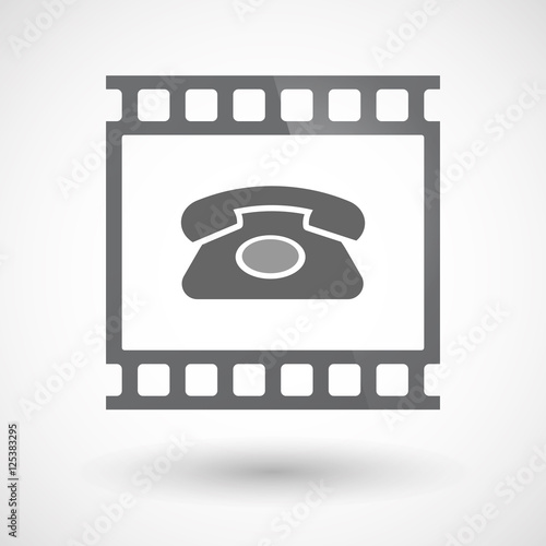 Isolated 35mm film frame slide photogram with  a retro telephone