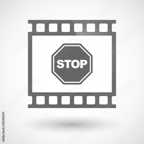 Isolated 35mm film frame slide photogram with  a stop signal