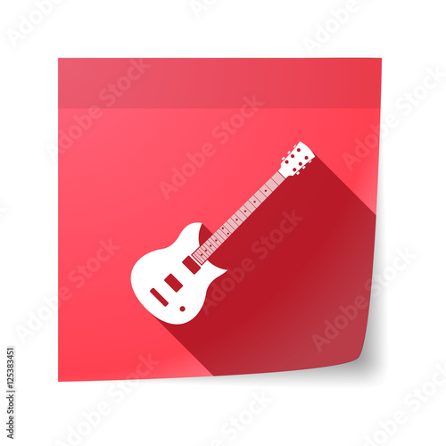 Isolated sticky note with  an electric guitar