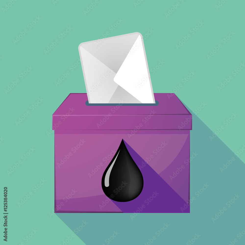 Long shadow ballot box with an oil drop icon Long shadow ballot box with an oil drop icon