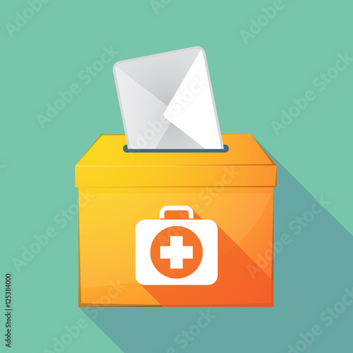 Long shadow ballot box with  a first aid kit icon