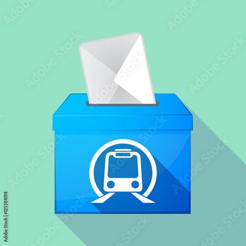 Long shadow ballot box with a subway train icon