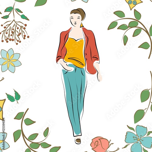 the model and flowers