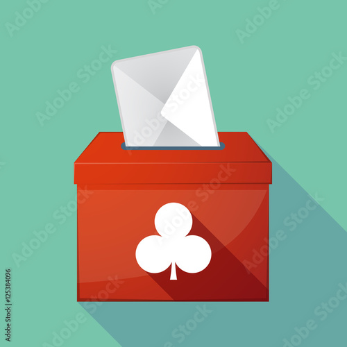 Long shadow ballot box with  the  Club  poker playing card sign