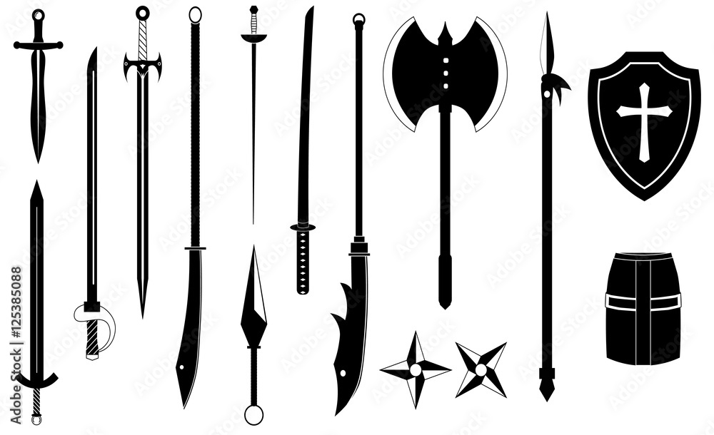 Medieval weapons set Stock Vector | Adobe Stock