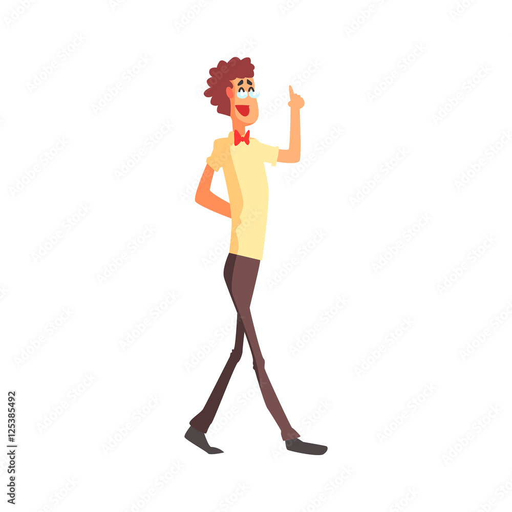 Flamboyant Thin And Tall Know-it-all Guy Character Stock Vector