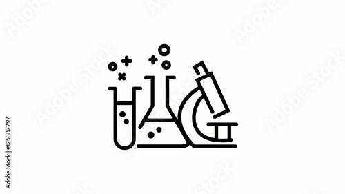 Science in Laboratory 2D Outline Icon Animation