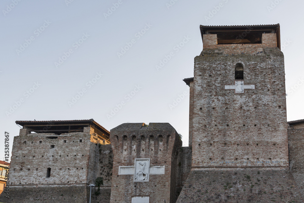 Walls of medieval Sigismondo Castle in Rimini, Italy.