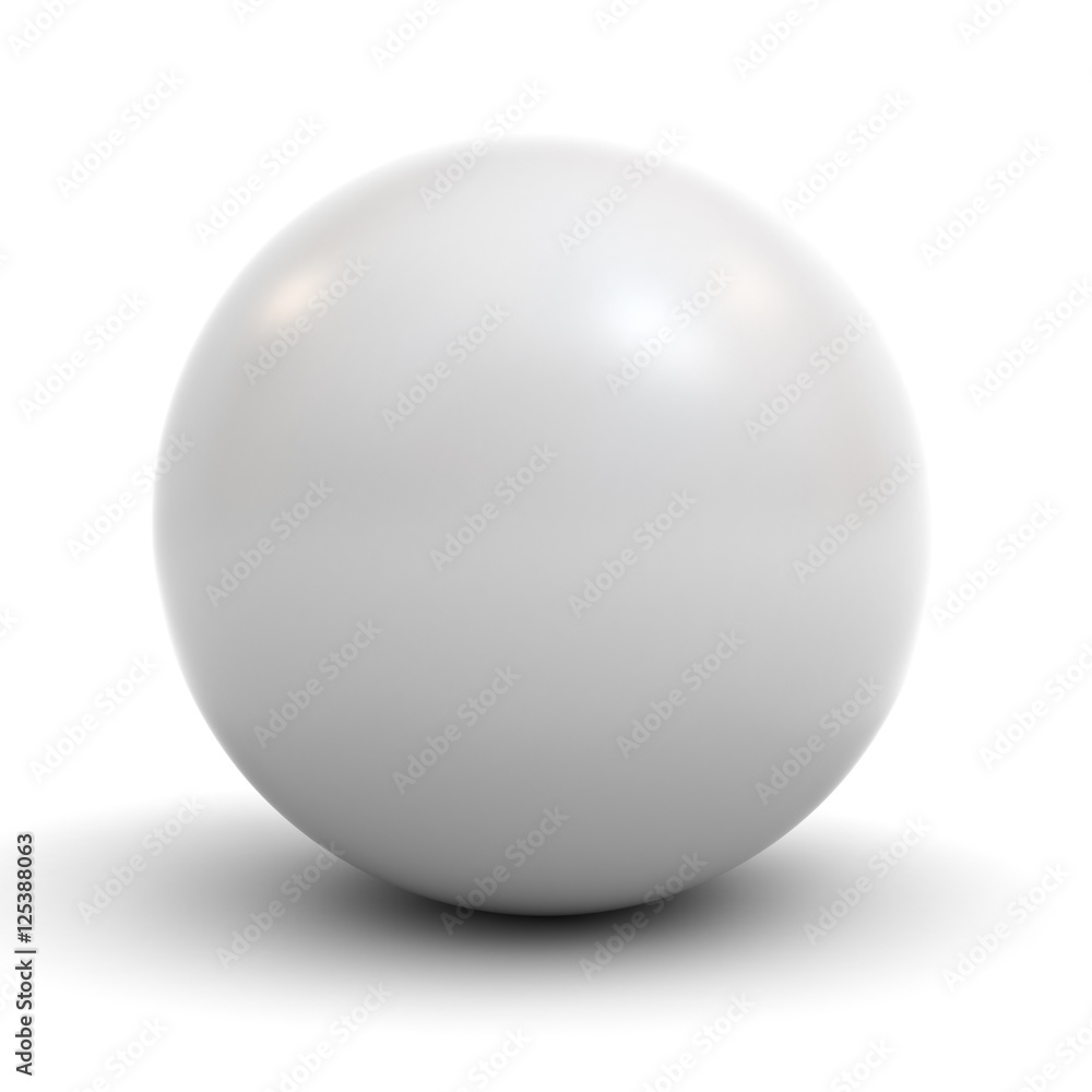 White sphere isolated over white background with shadow 3D rendering