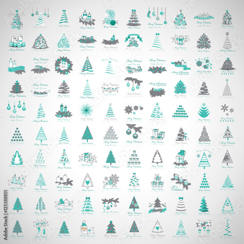 Christmas Icons Set -Isolated On Gray Background.Vector Illustration,Graphic Design.For Web,Websites,App,Print,Presentation Templates,Mobile Applications And Promotional Materials, Hand Drawn