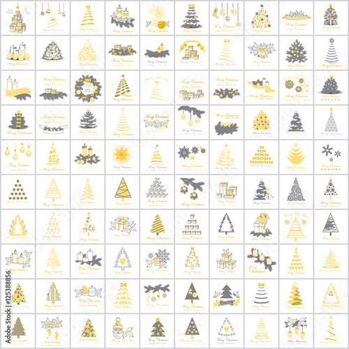 Christmas Icons Set -Isolated On White Background.Vector Illustration,Graphic Design.For Web,Websites,App,Print,Presentation Templates,Mobile Applications And Promotional Materials, Hand Drawn