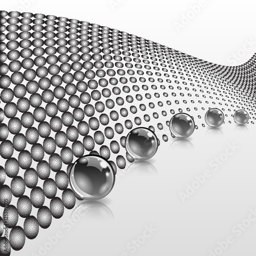 Abstract spheres with surface. Concept business design. Stipple dotted effect. Vector ilustration.