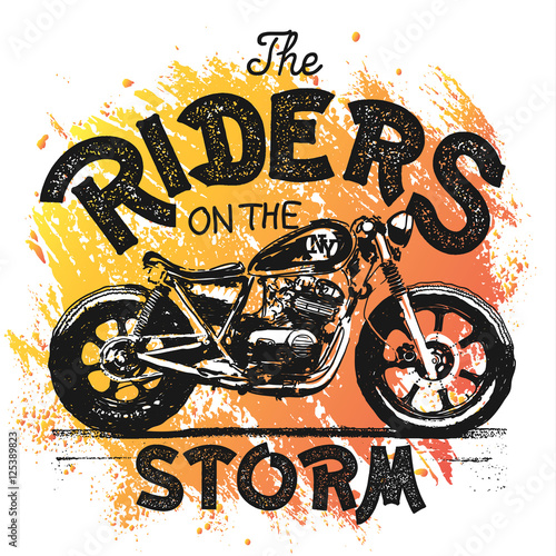 Vintage Motorcycle hand drawn t-shirt print