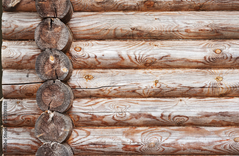 Natural background pattern of log wall. Textures of wooden logs. Natural background pattern of log wall. Textures of wooden logs.